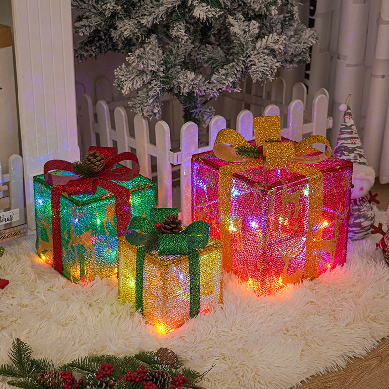 Weihnachts beleuchtung Geschenk box Dreiteilige Party dekoration Ornamente